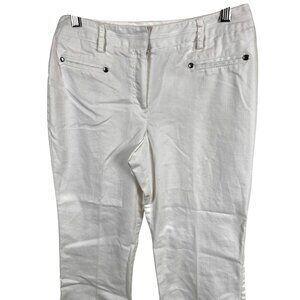 Dressbarn 8P Blend Pants  Button Pockets White 77% Cotton 20% Polyester
